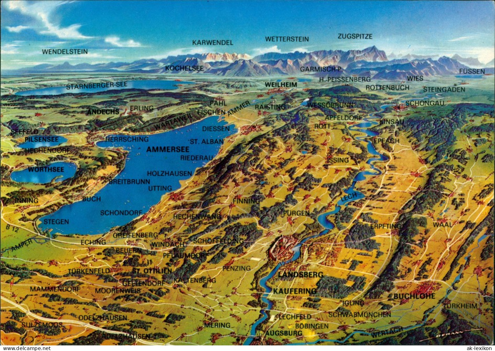 Landkarten-AK Landsberg Am Lech, Ammersee, Starnbergersee, St.Ottilien Buchlohe - Herrsching
