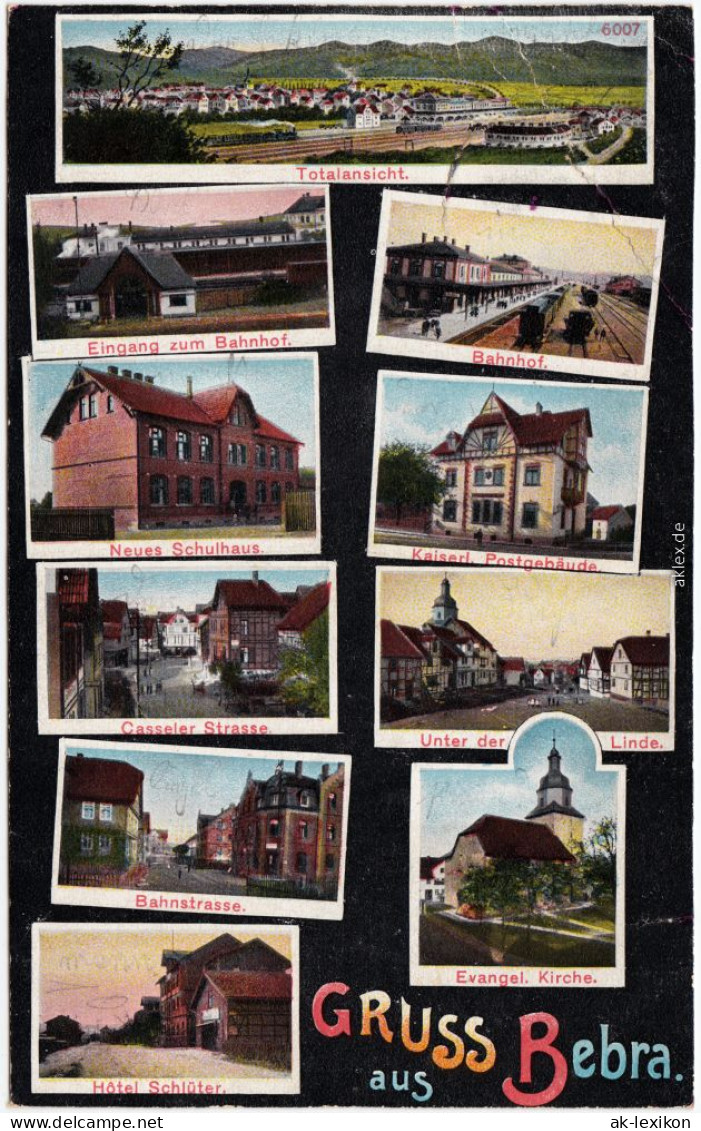 Bebra: Hotel, Casseler Straße, Neues Schulhaus, Postamt Und Bahnhof 1911 - Bebra