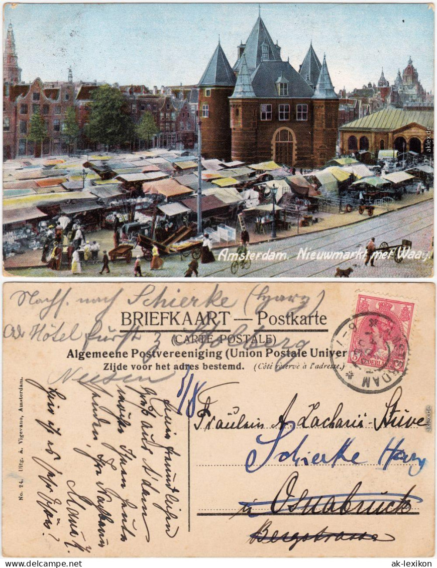 Postkaart Amsterdam Amsterdam Nieuxmarkt Met Waag 1908  - Amsterdam