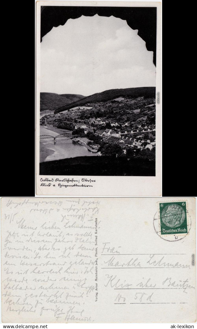 Ansichtskarte Bad Karlshafen Bad Carlshafen Blick Auf Stadt Und Brücke 1940 - Bad Karlshafen