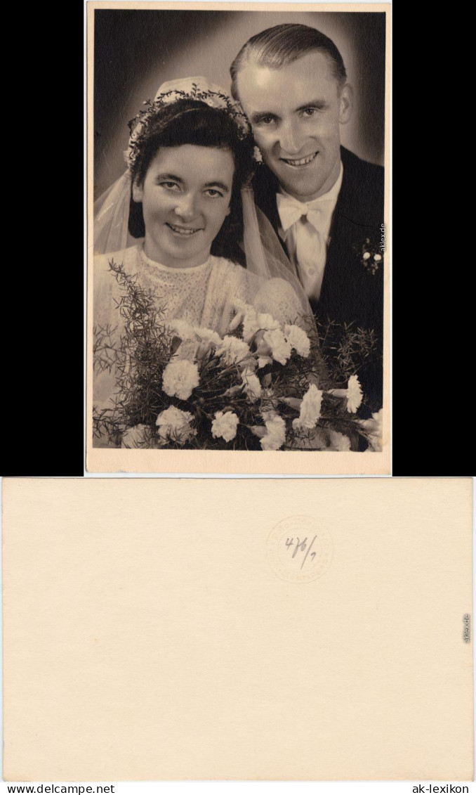 Brautpaar - Hochzeit Fotokarte 1932 - Noces