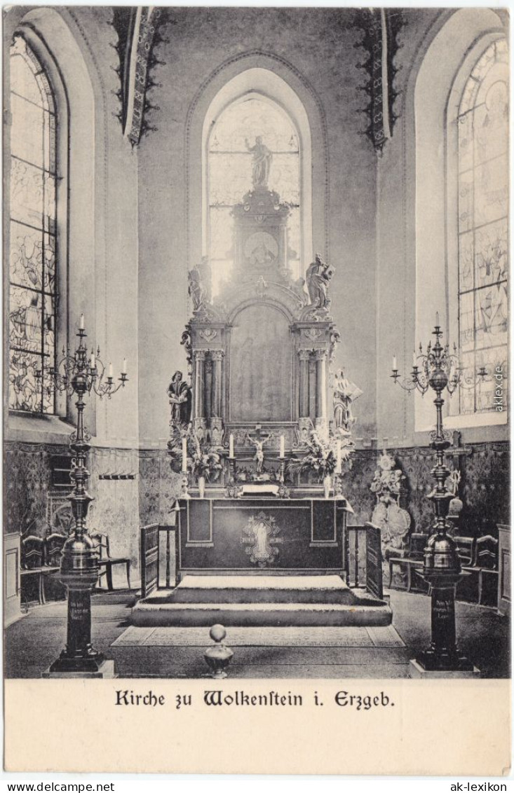 Wolkenstein Altar - Kirche B Marienberg Erzgebirge Ansichtskarte  1909 - Wolkenstein