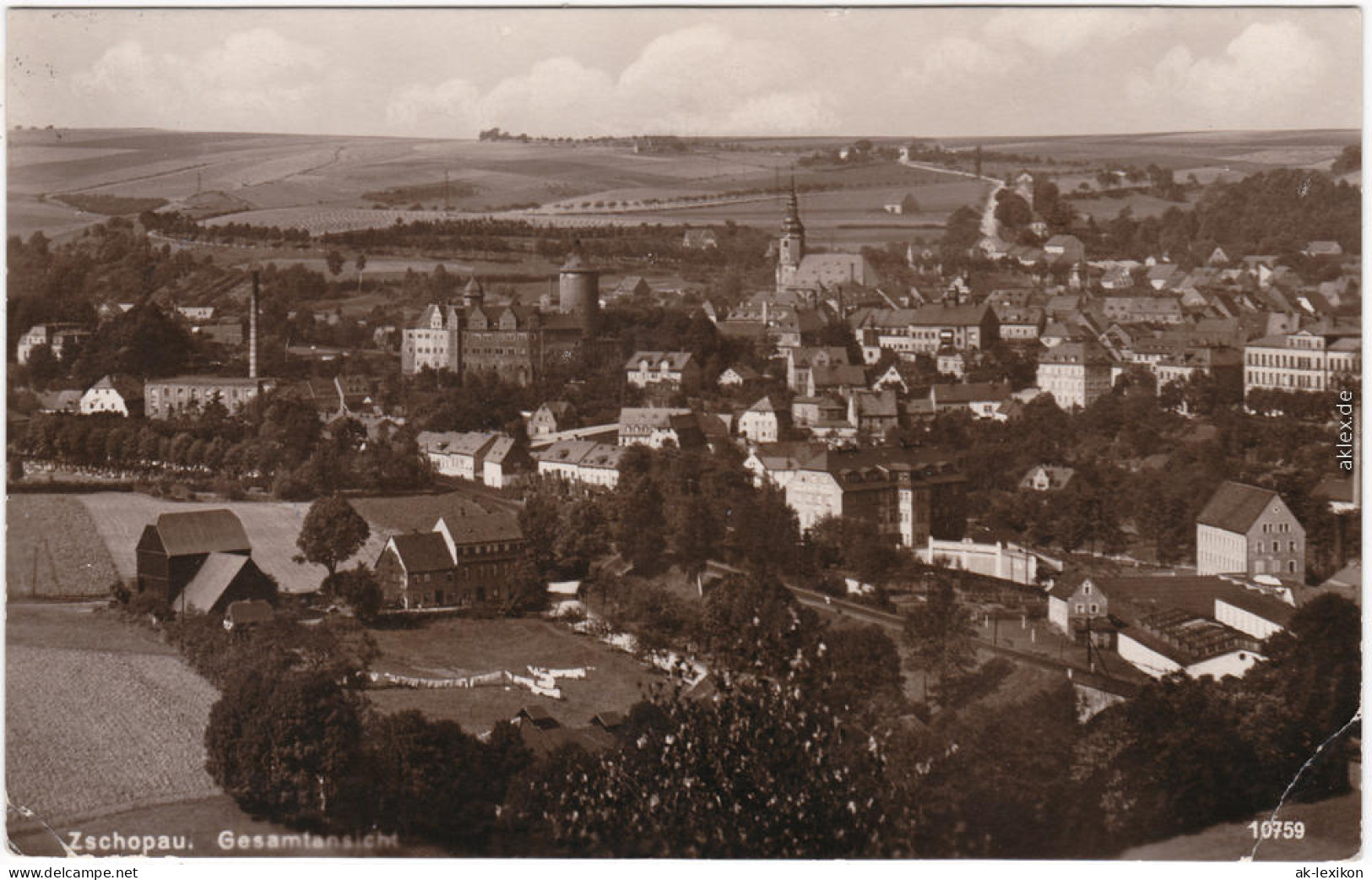 Foto Ansichtskarte Zschopau Totalansicht - Fabrik 1930 - Zschopau