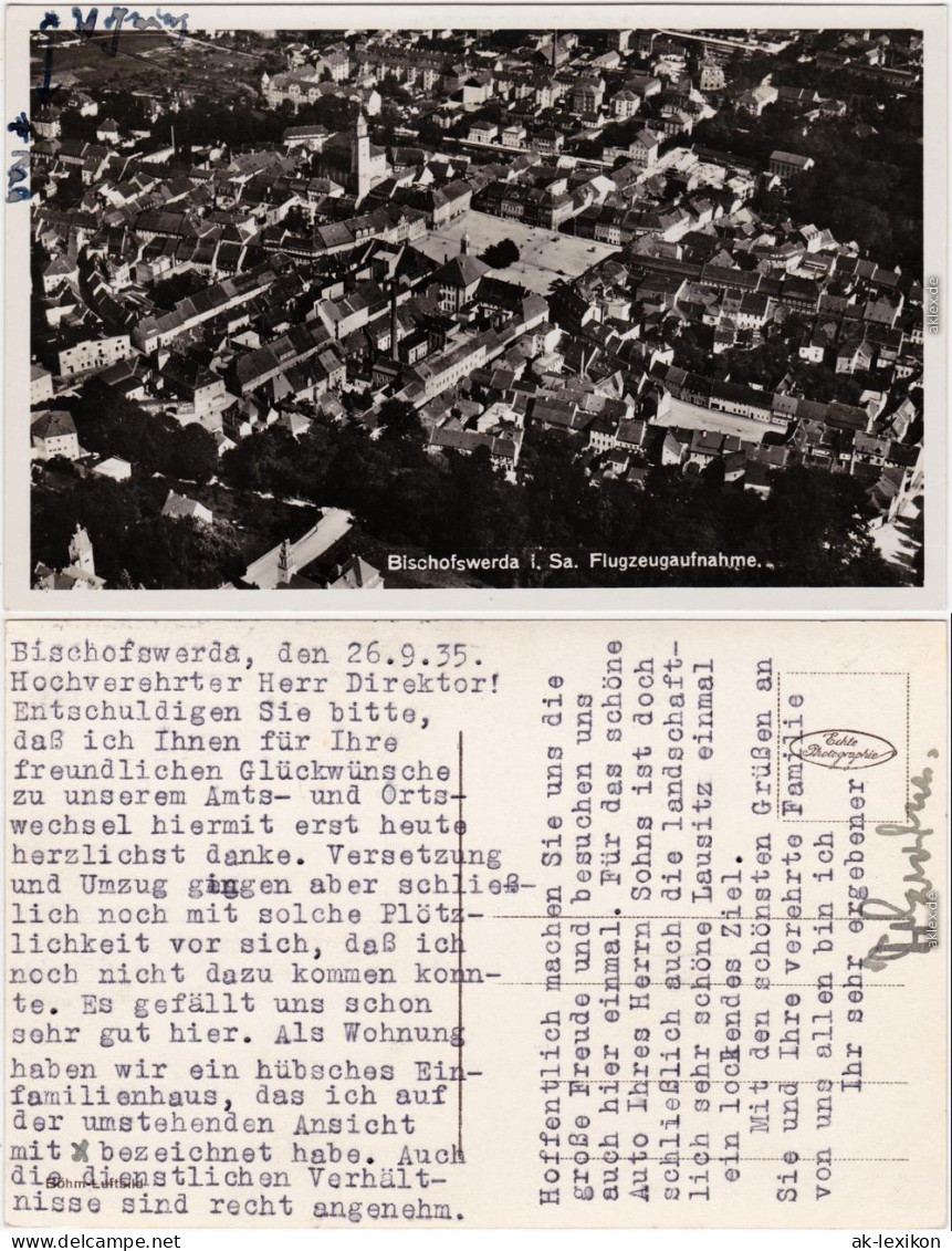 Bischofswerda Flugzeugaufnahme Luftbild Foto Ansichtskarte 1935 - Bischofswerda