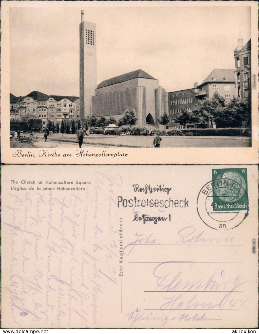 Wilmersdorf-Berlin Straßenpartie Und Kirche Am Hohenzollernplatz 1937  - Wilmersdorf