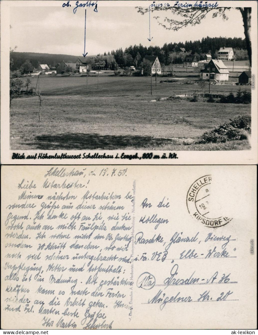 Schellerhau Altenberg (Erzgebirge) Partie Im Ort Fotokarte 1950 - Schellerhau
