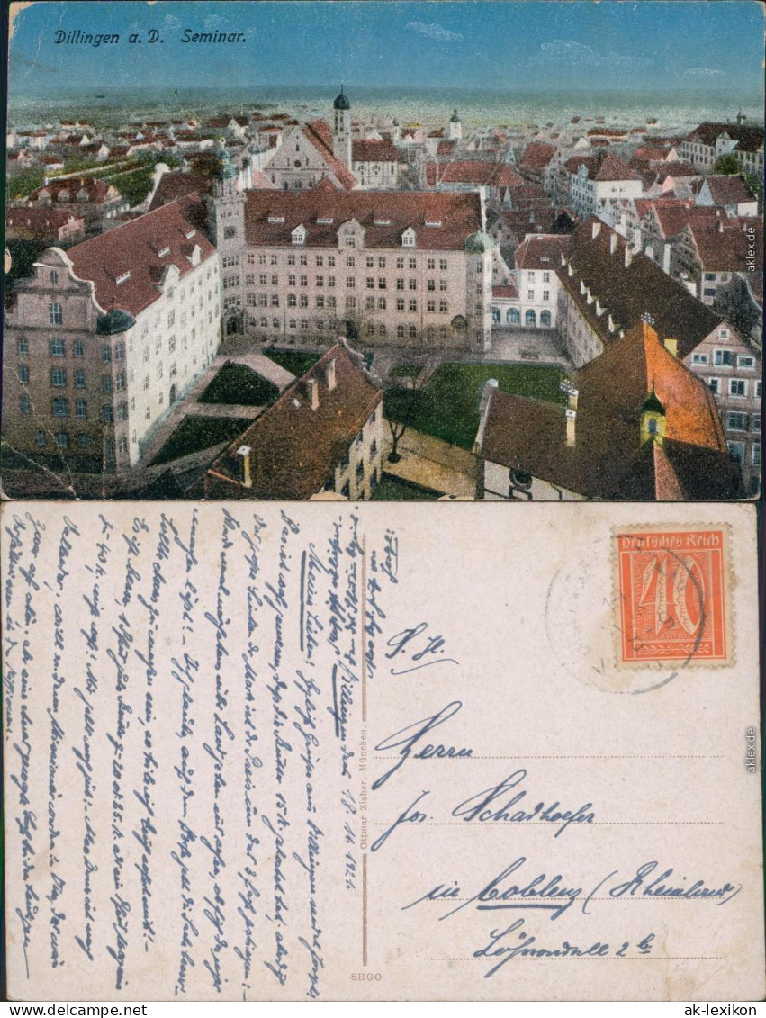 Dillingen A. D. Donau Seminar - Blick über Die Stadt 1923  - Dillingen