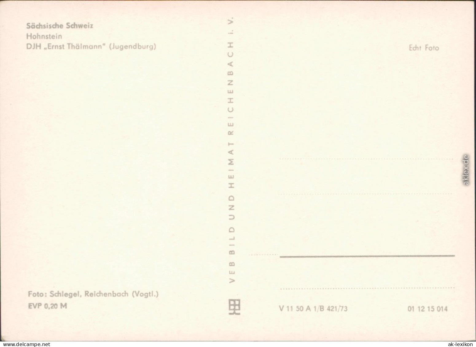 Ansichtskarte Hohnstein (Sächs. Schweiz) Jugendburg "Ernst-Thälmann" 1973 - Hohnstein (Sächs. Schweiz)