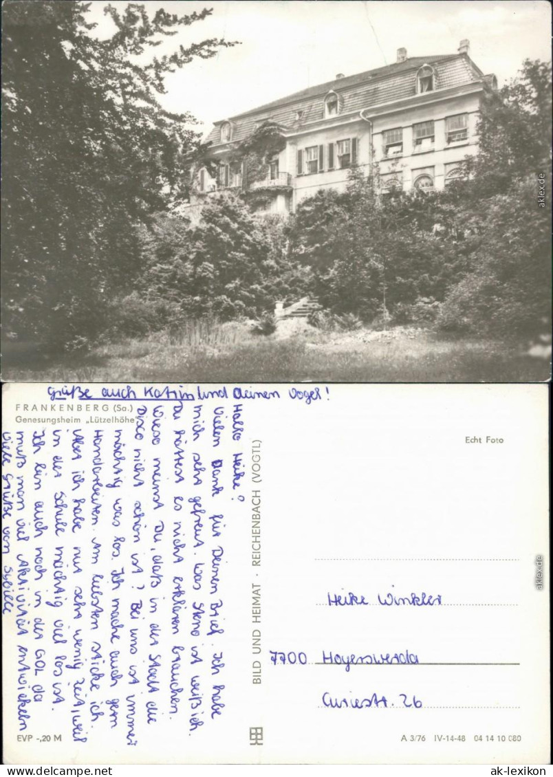 Ansichtskarte Frankenberg (Sachsen) Genesungsheim Lützelhöhe 1976 - Frankenberg