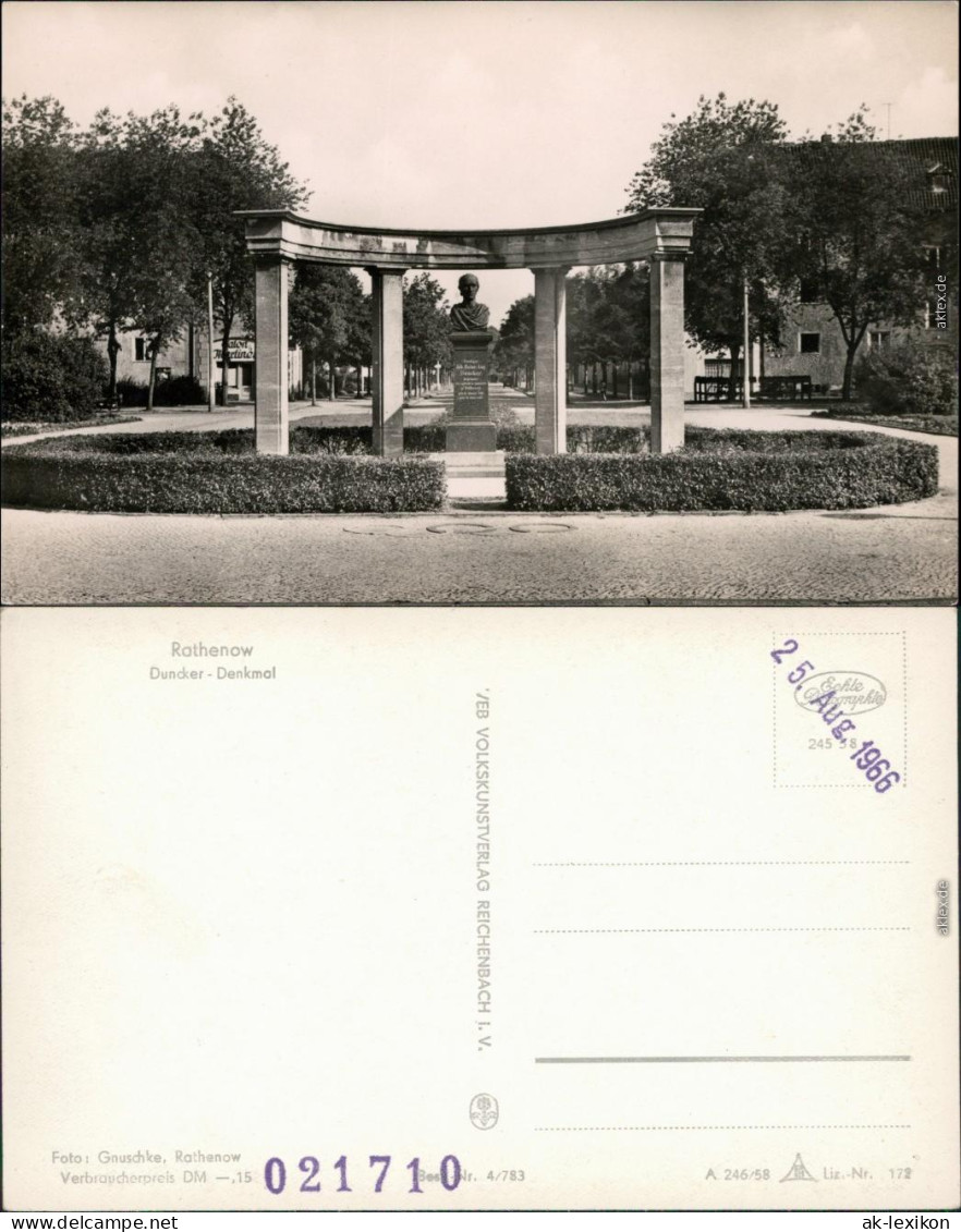 Ansichtskarte Rathenow Duncker - Denkmal 1966 - Rathenow