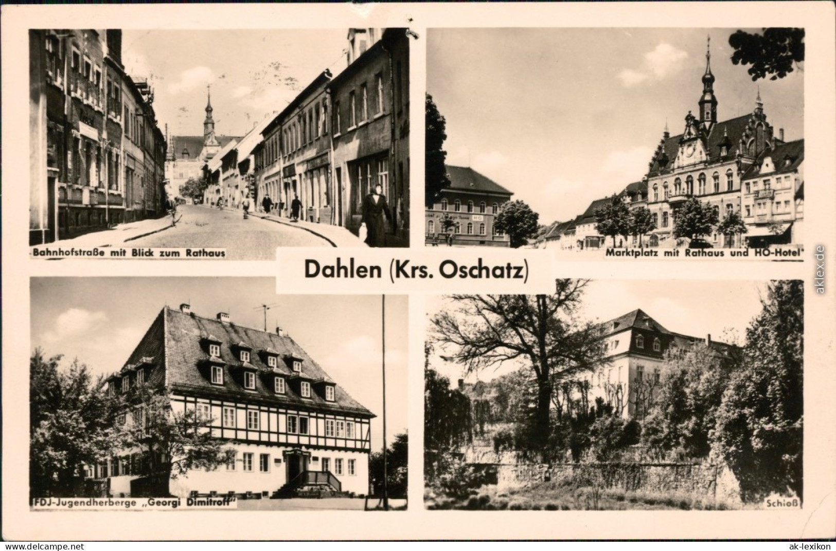 Dahlen Bahnhofstraße Mit Blick Zum Rathaus, Marktplatz  HO-Hotel  1961 - Dahlen