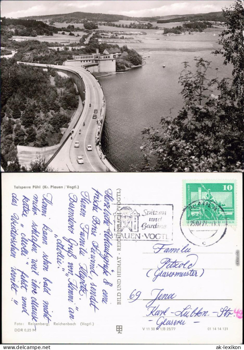 Pöhl Talsperre Mit Blick Auf Den Stausee Foto Ansichtskarte  1977 - Poehl