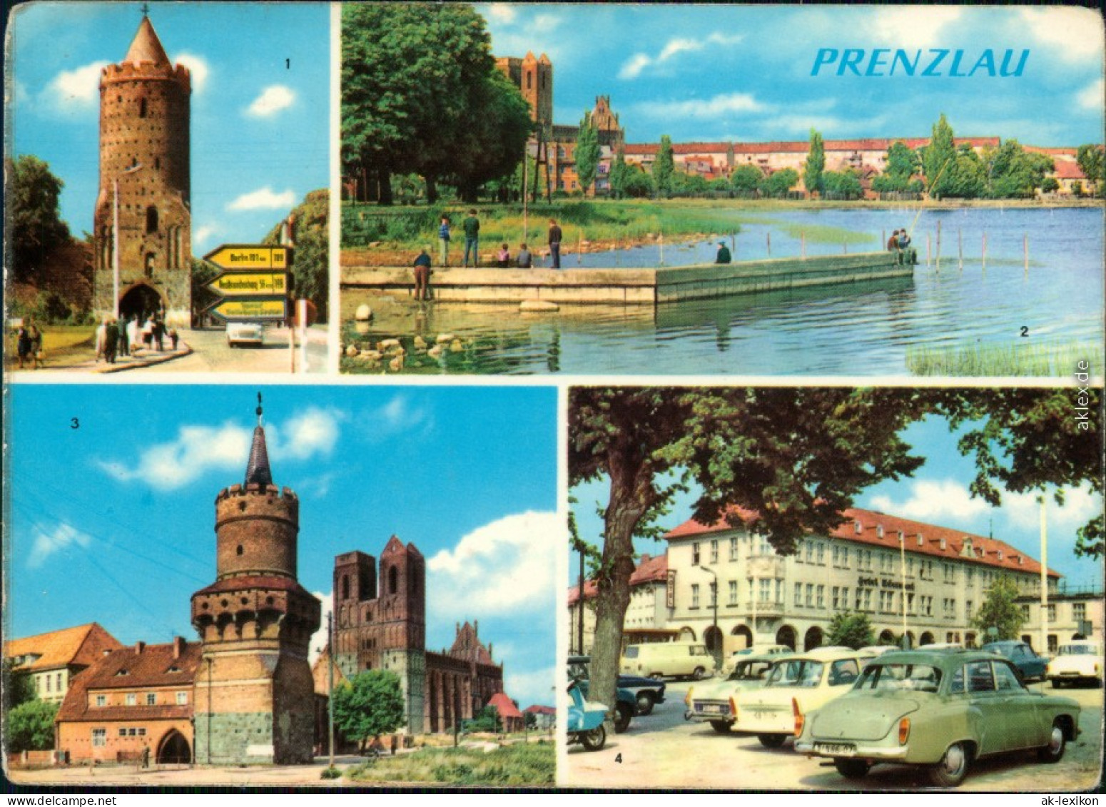 Prenzlau Blindower Tor, Stadtblick, Mitteltorturm, Hotel Uckermark 1967 - Prenzlau