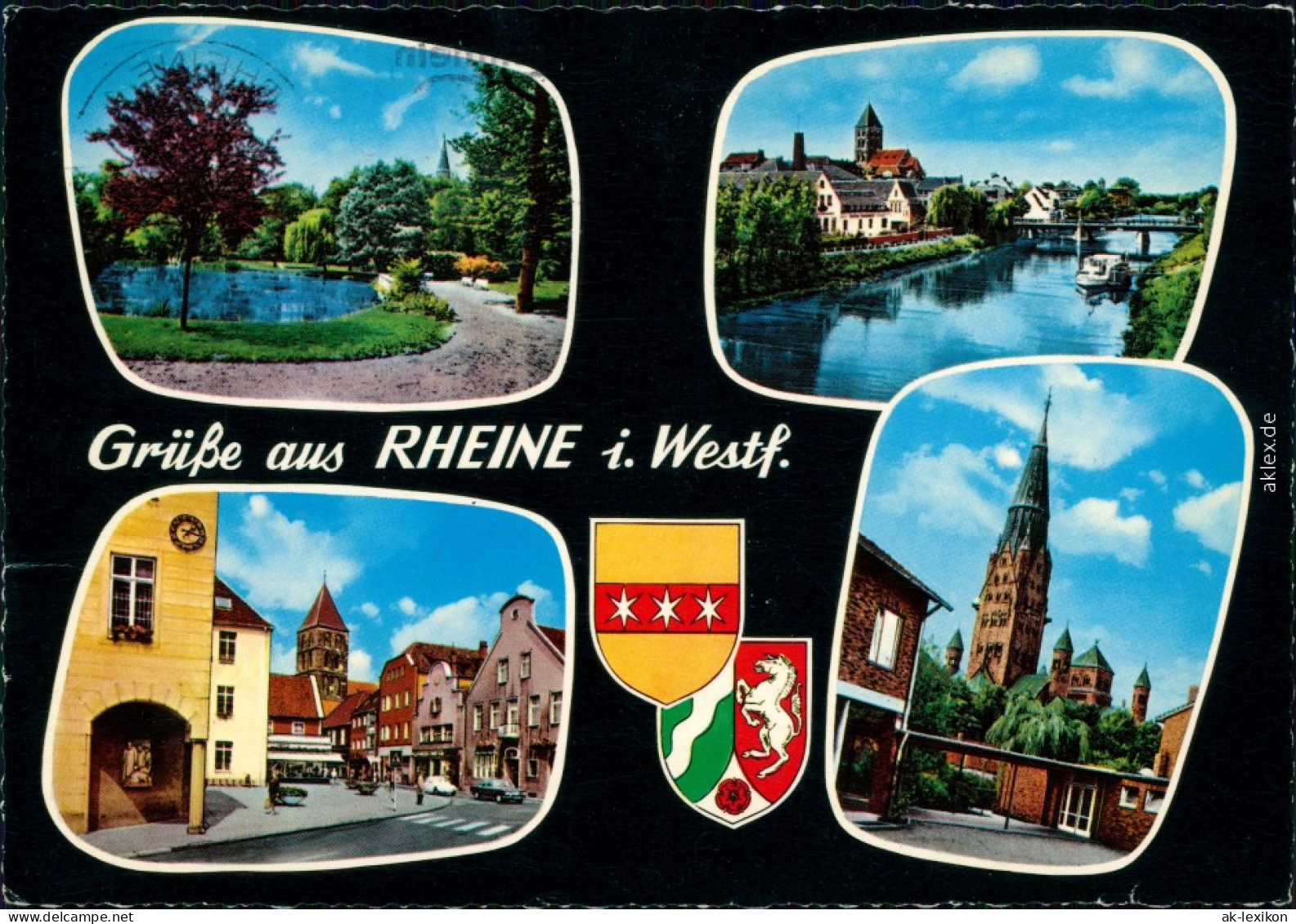 Rheine Park Mit Teich, Überblick, Ortsmotiv Mit Kirche, Dom 1988 - Rheine