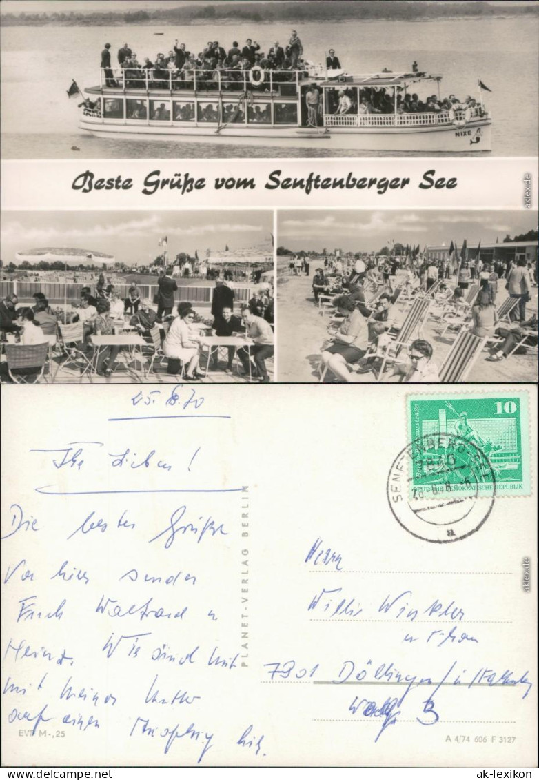 Senftenberg (Niederlausitz)  Senftenberger See Fährschiff, Gaststätte 1974 - Senftenberg