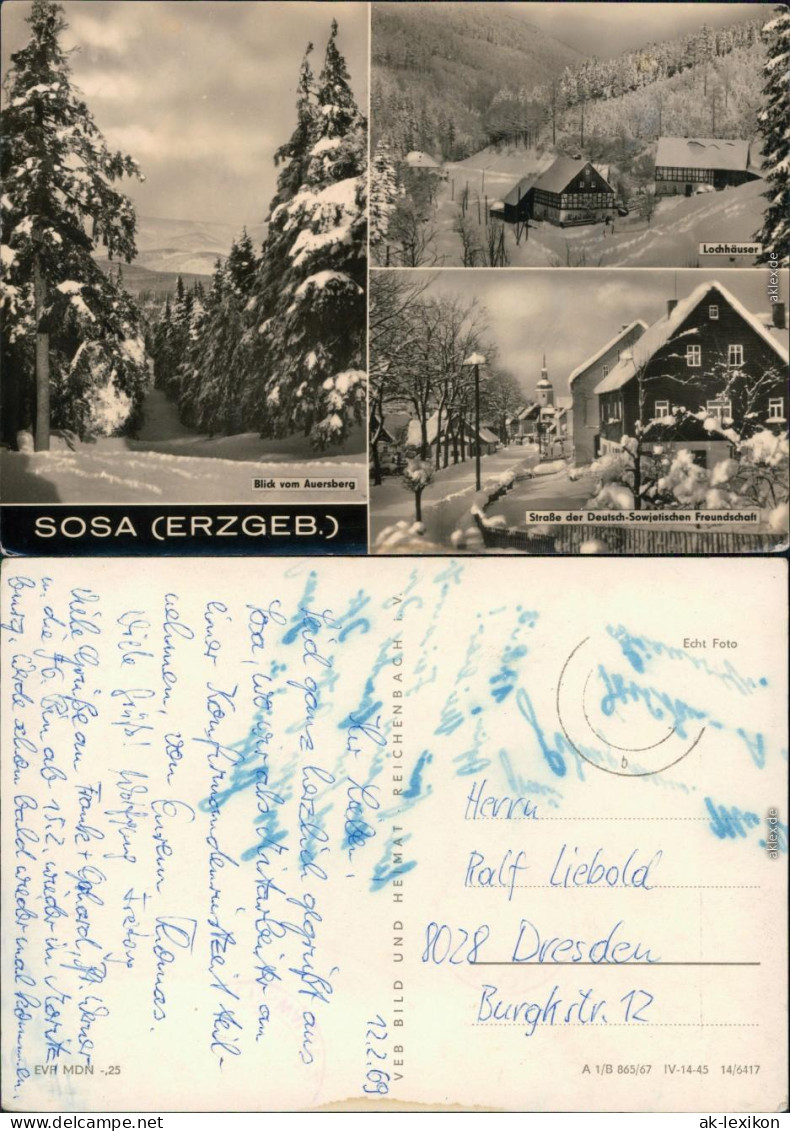 Sosa (Erzgebirge)-Eibenstock Umland-Ansicht, Lochhäuser, Straße Der DSF 1967 - Eibenstock