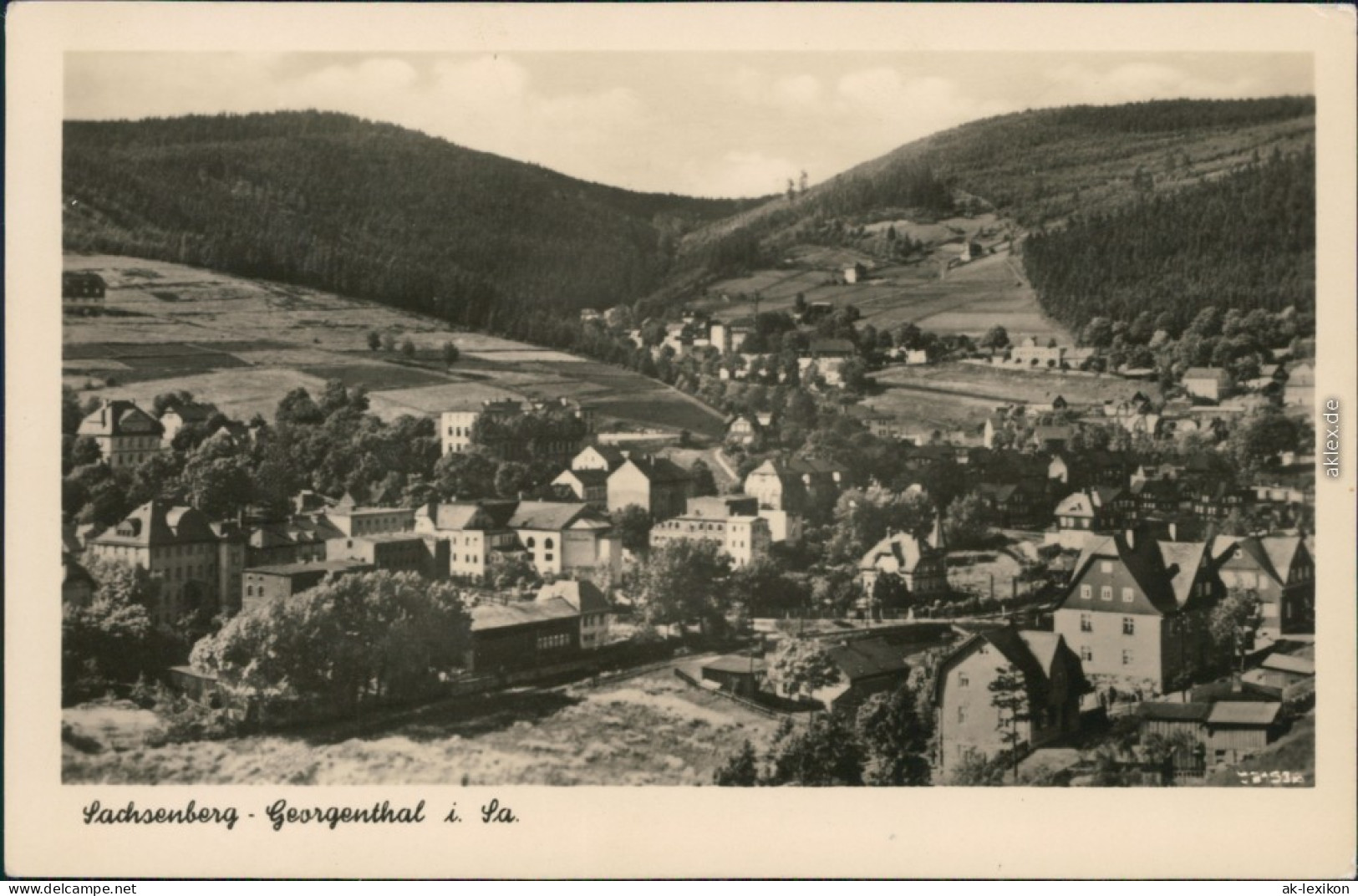 Ansichtskarte Sachsenberg-Georgenthal-Klingenthal Panorama-Ansicht 1955 - Klingenthal