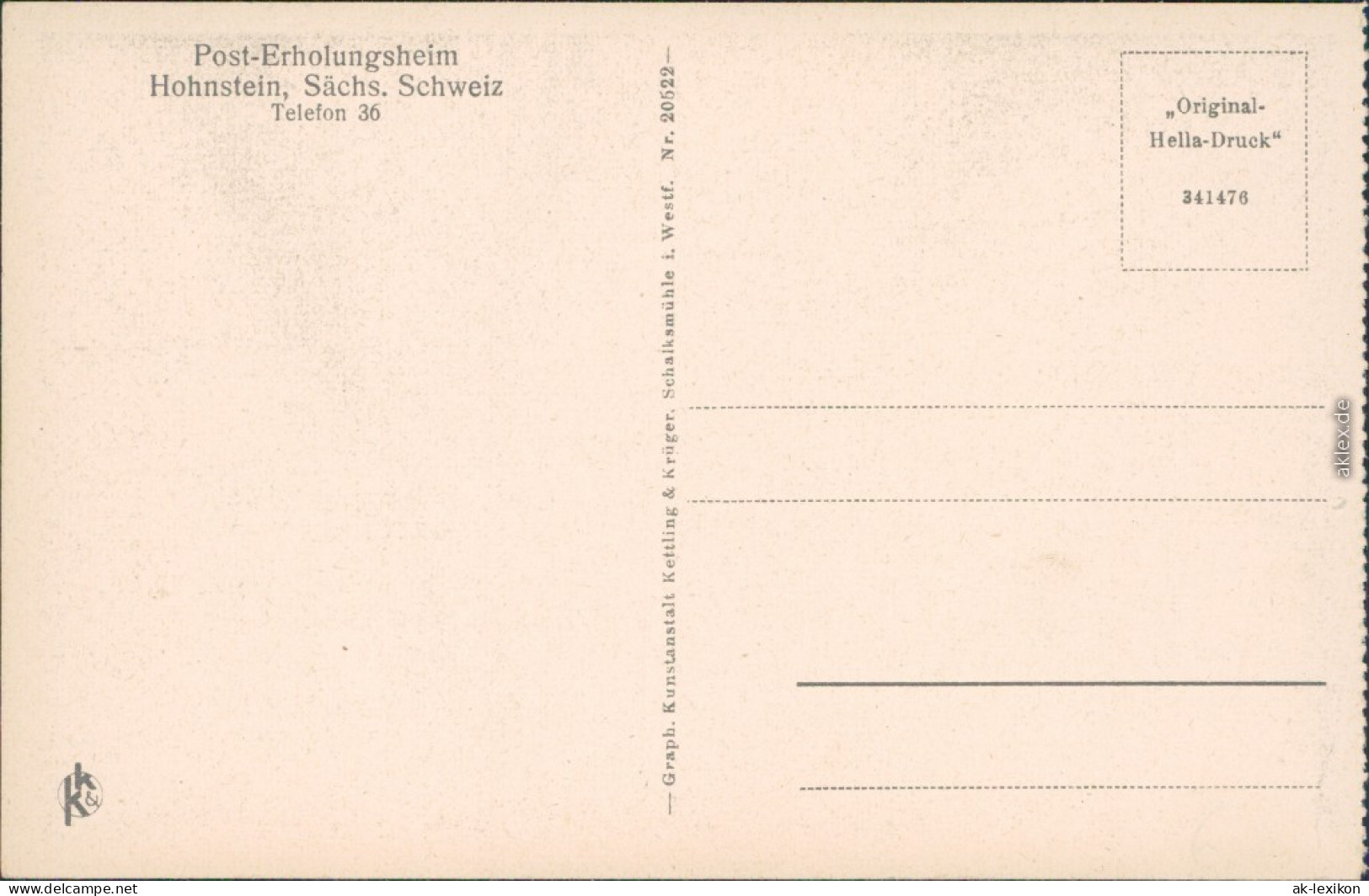 Ansichtskarte Hohnstein (Sächs. Schweiz) Speisesaal - Posterholungsheim 1926  - Hohnstein (Saechs. Schweiz)