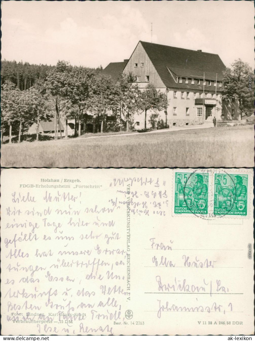 Ansichtskarte Rechenberg-Bienenmühle FDGB-EH Fortschritt 1958 - Holzhau