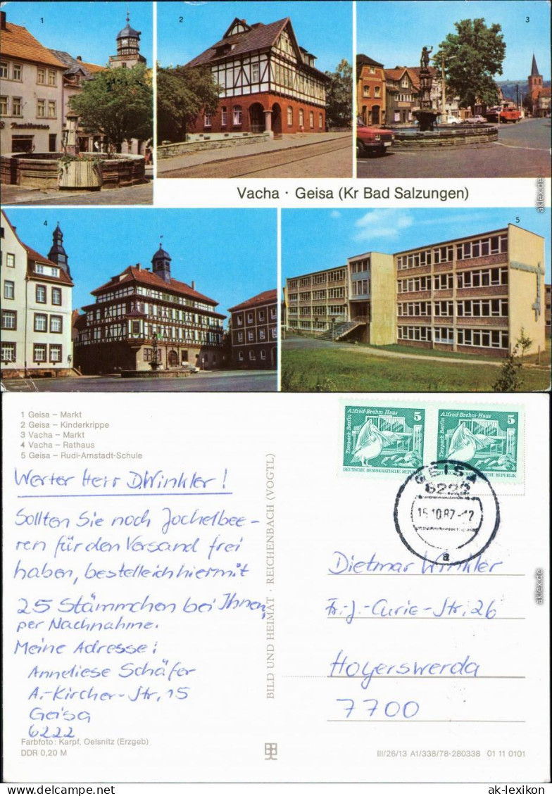 Vacha Geisa: Markt, Kinderkrippe, Schule - Vacha: Markt, Rathaus 1987 - Vacha
