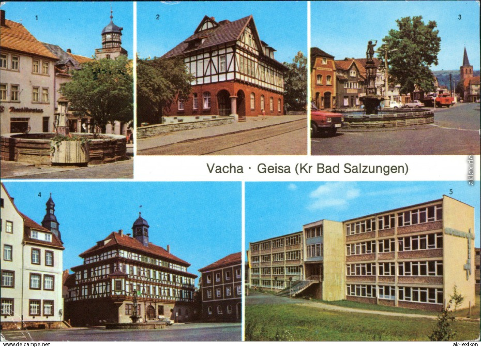 Vacha Geisa: Markt, Kinderkrippe, Schule - Vacha: Markt, Rathaus 1987 - Vacha