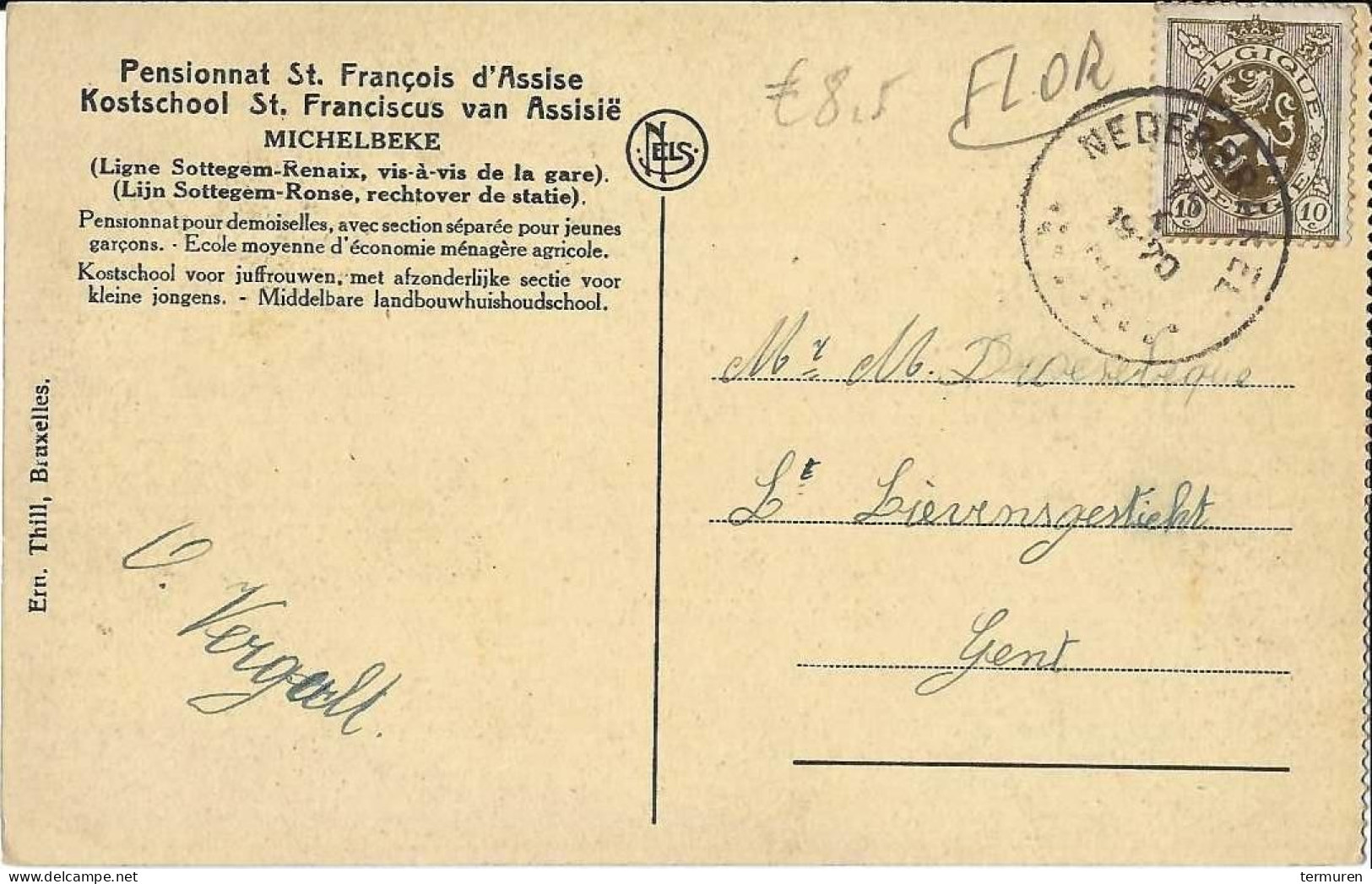 Michelbeke :In 't Bosch Van Kostschool Sint Franciscus Van Asisië 1920 - Brakel