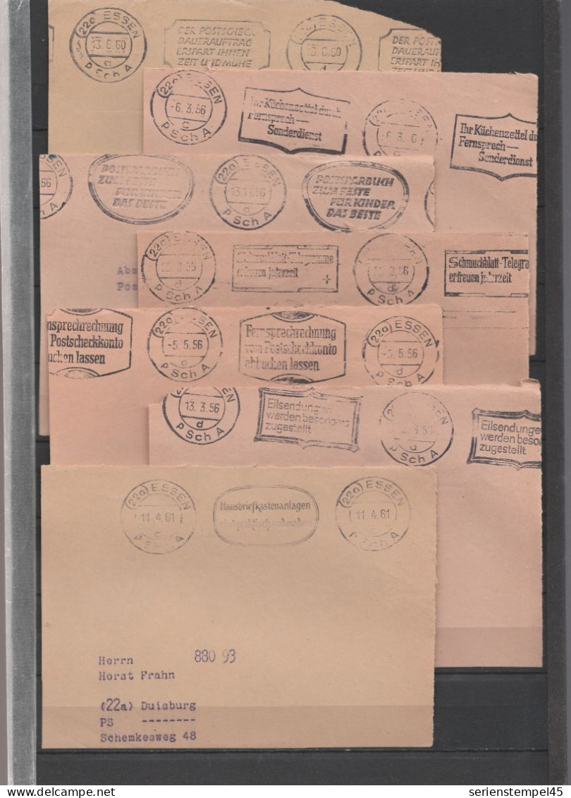 Postscheckamt Essen 10 Verschiedene Briefvorderseiten Mit MWST Aus Den 50er Und 60er Selten Postscheckbriefe 2 - Machines à Affranchir (EMA)