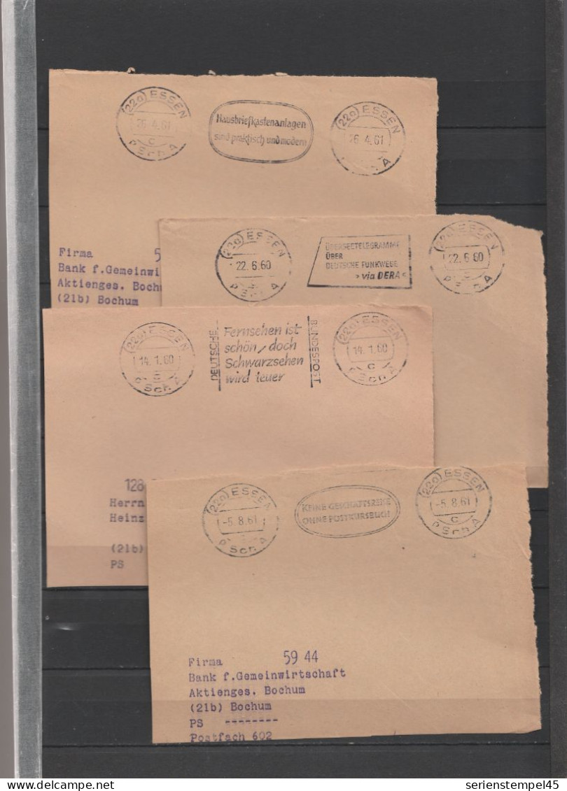 Postscheckamt Essen 10 Verschiedene Briefvorderseiten Mit MWST Aus Den 50er Und 60er Selten Postscheckbriefe 3 - Macchine Per Obliterare (EMA)