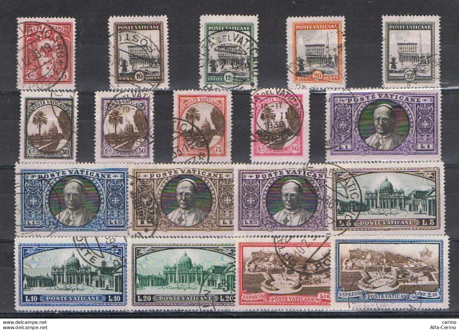 VATICANO:  1933  GIARDINI  E  MEDAGLIONI  -  S. CPL. 18  VAL. US. -  SASS. 19 / EX 4 - Used Stamps