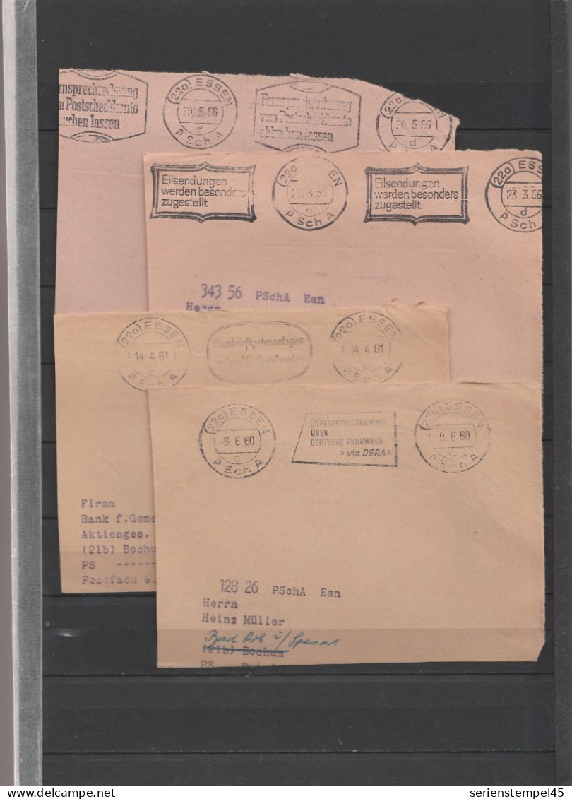 Postscheckamt Essen 10 Verschiedene Briefvorderseiten Mit MWST Aus Den 50er Und 60er Selten Postscheckbriefe 5 - Macchine Per Obliterare (EMA)