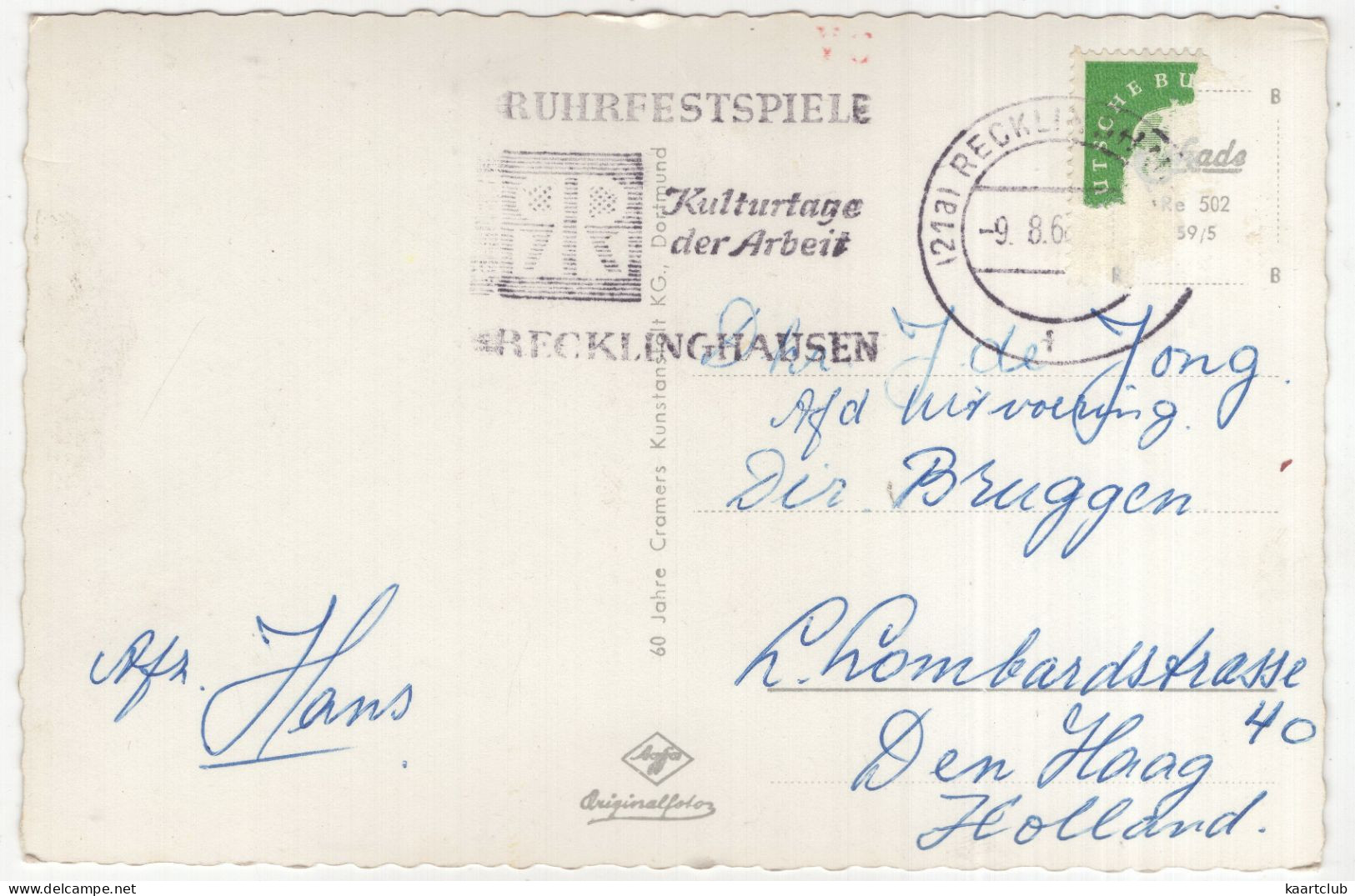 Recklinghausen. Engelsburg - (Deutschland) - 1962 - Recklinghausen