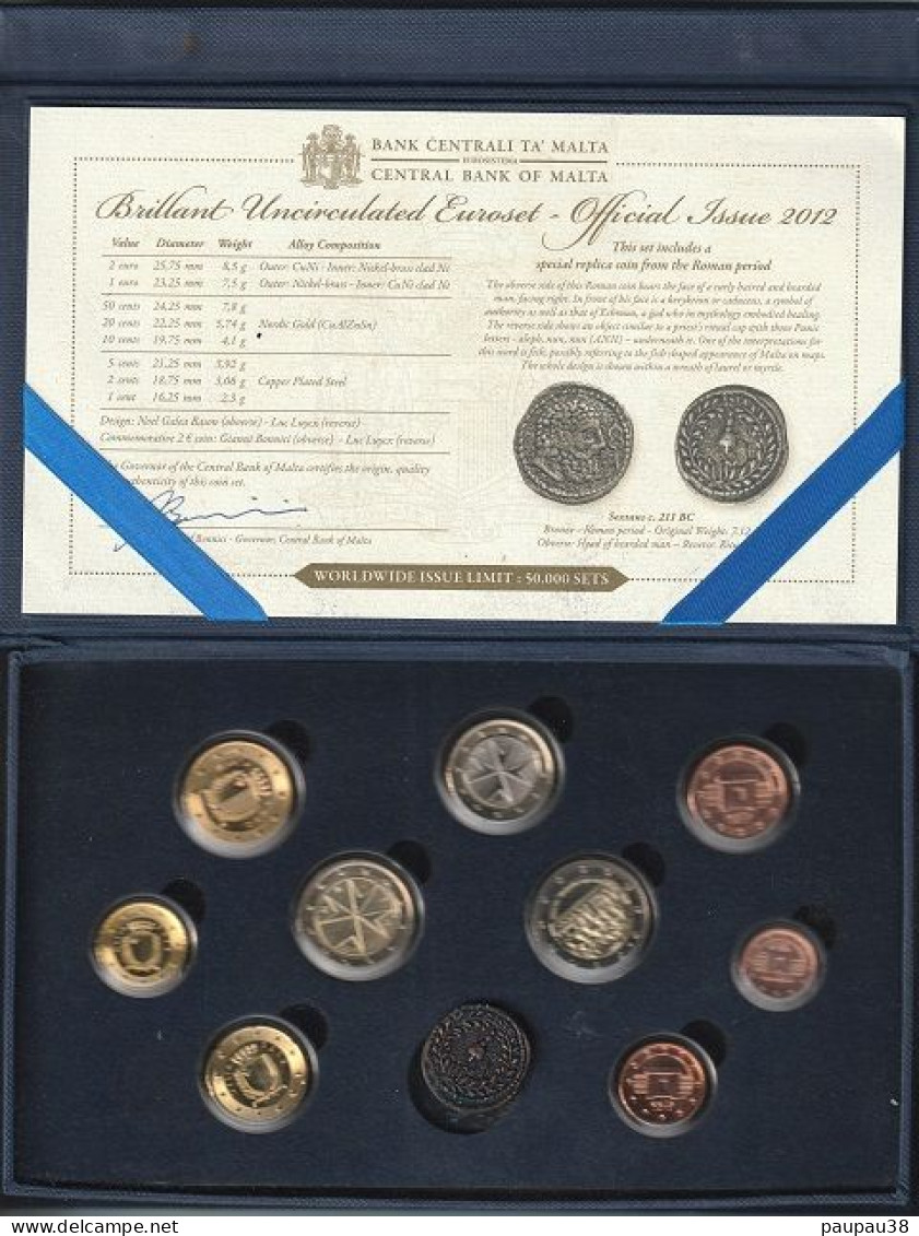 COFFRET MALTE 2012- 8 MONNAIES + 2€ COMMEMORATIVE + 1 MEDAILLE - Malte