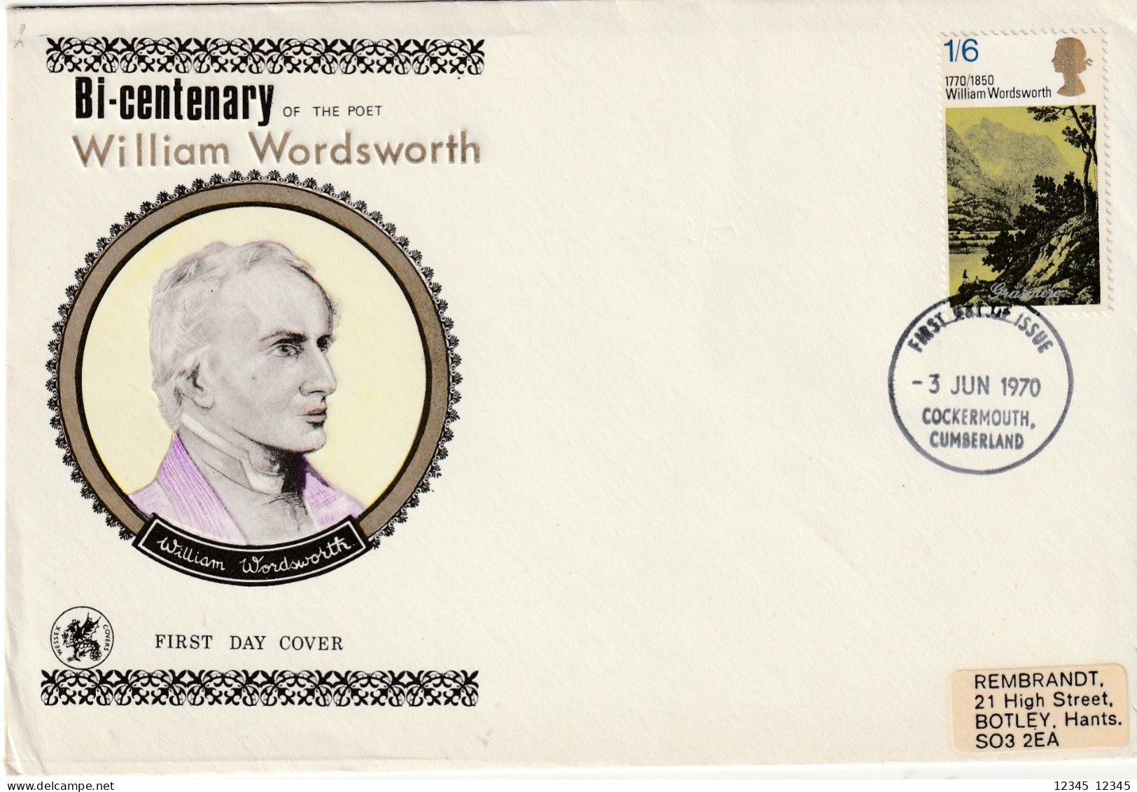 Engeland 1970, William Wordsworth, Poet - 1952-1971 Dezimalausgaben (Vorläufer)