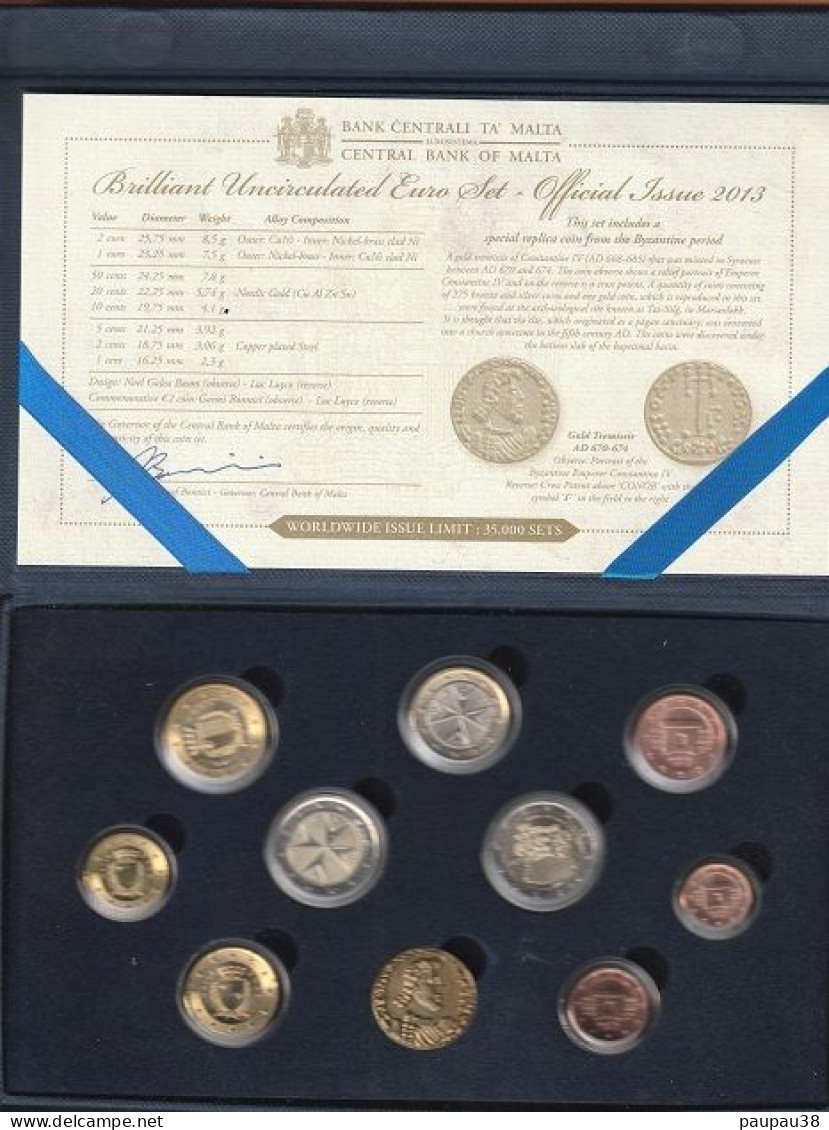 COFFRET MALTE 2013- 8 MONNAIES + 2€ COMMEMORATIVE + 1 MEDAILLE - Malta