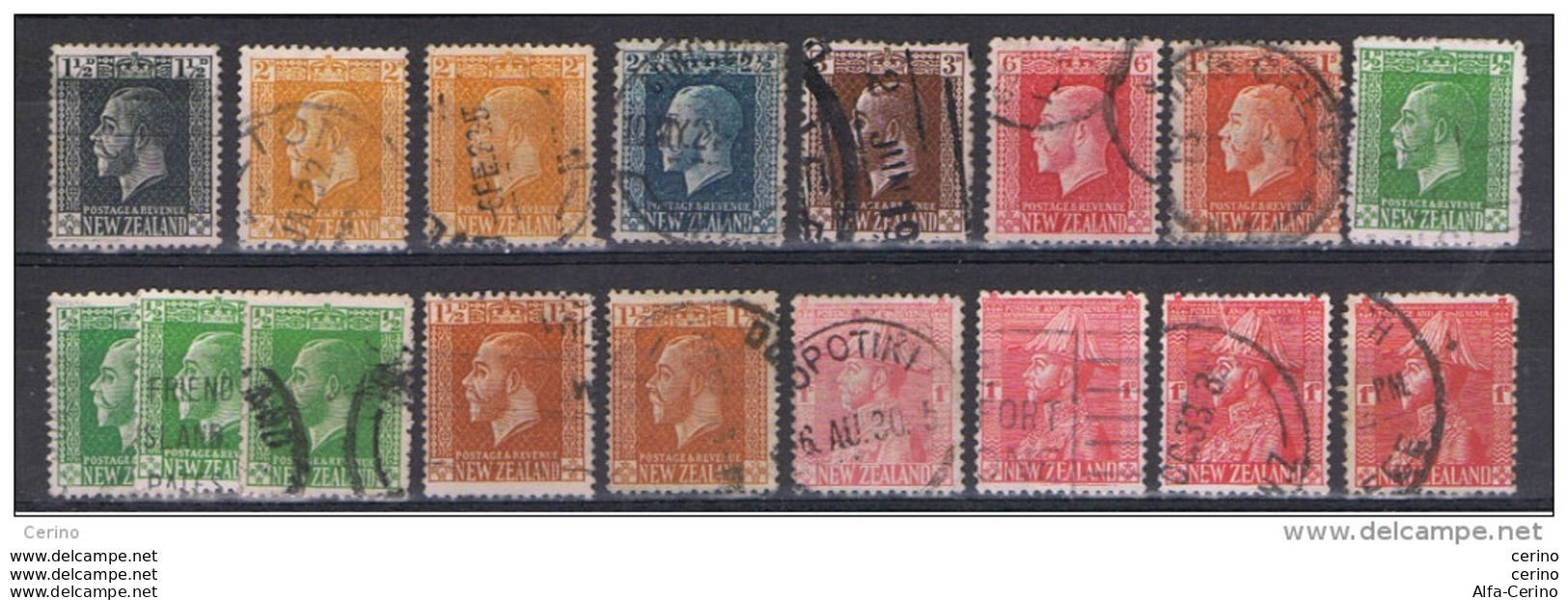 NEW  ZEALAND:  1915/26  GEORG  V°  -  LOT  17  USED  REP.  STAMPS  -  YV/TELL. 148//183 - Used Stamps