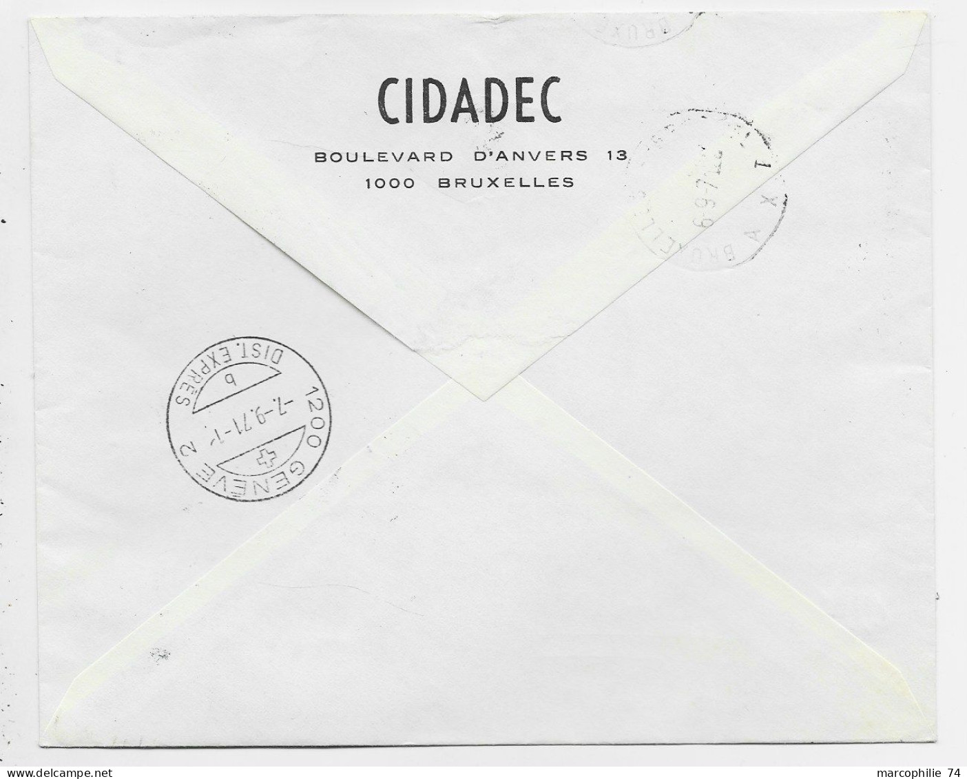 BELGIQUE  2FR BLOC DE 4+ LION 1FR BLOC DE 10+1+50C LETTRE COVER EXPRES BRUXELLES 1971 TO SUISSE - 1953-1972 Occhiali