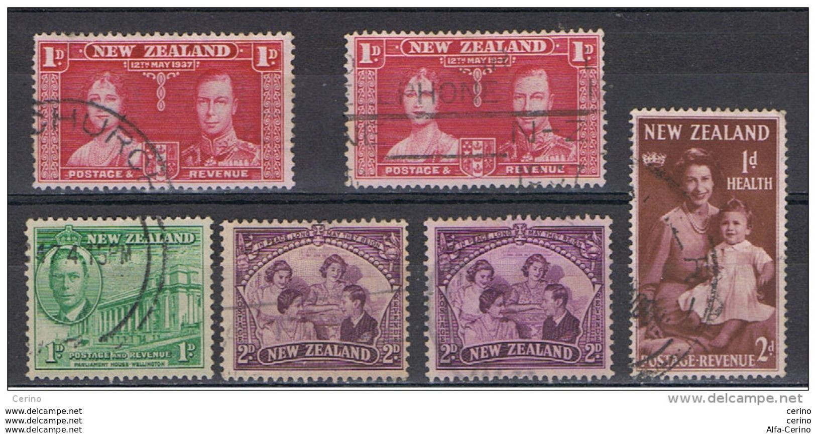 NEW  ZEALAND:  1937/50  COMMEMORATIVES  -  LOT  6  USED  STAMPS  -  YV/TELL. 233//306 - Usati