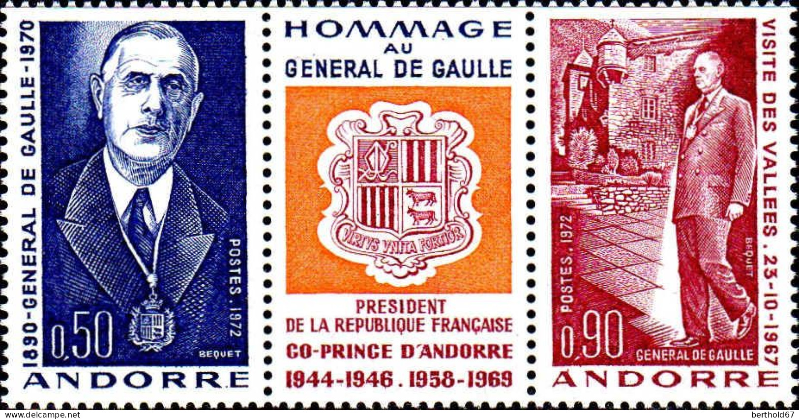 Andorre (F) Poste N** Yv:225A Mi:224Str Hommage Au Général De Gaulle - De Gaulle (General)