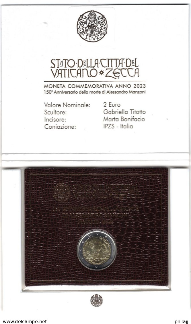 Moneta 2 EURO 2023 (150e Morte Manzoni) (FDC) - Vatikan