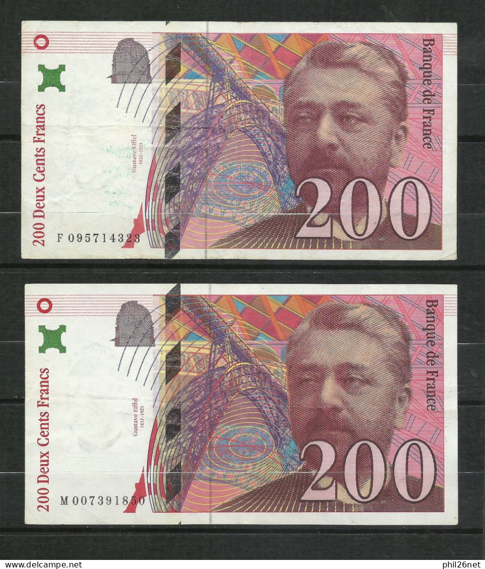 France  Eiffel    200  Francs   2 Billets  1996 Et 1999    Voir  Scans     Soldes ! ! ! - 200 F 1995-1999 ''Eiffel''