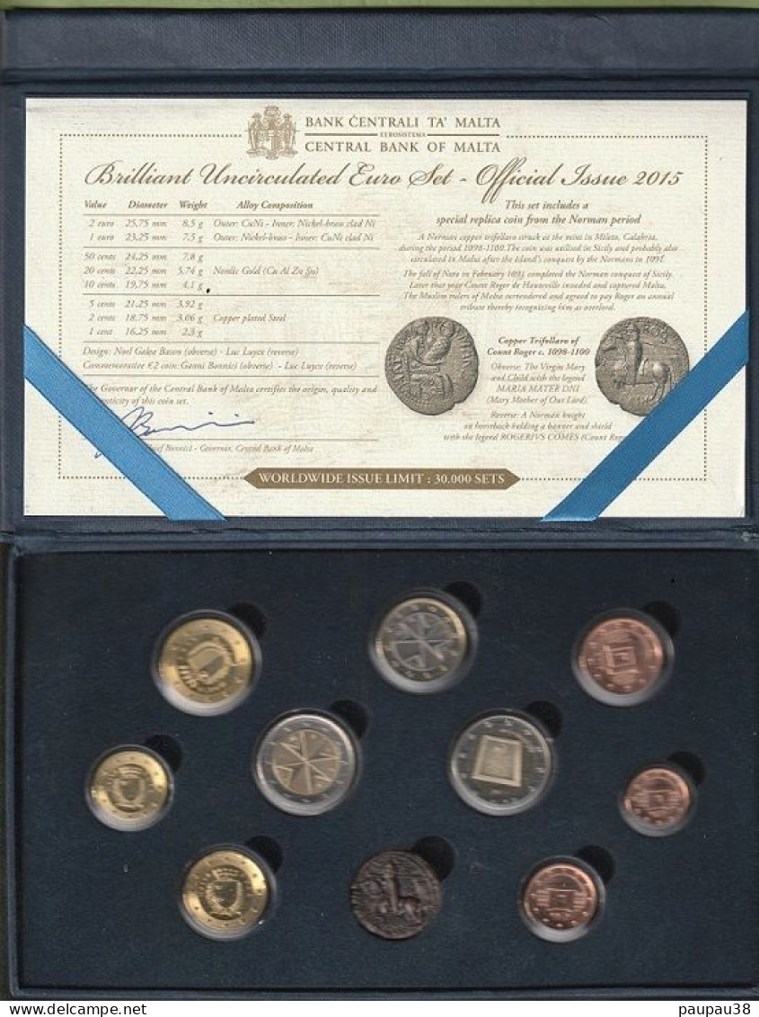 COFFRET MALTE 2015- 8 MONNAIES + 2€ COMMEMORATIVE + 1 MEDAILLE - Malta