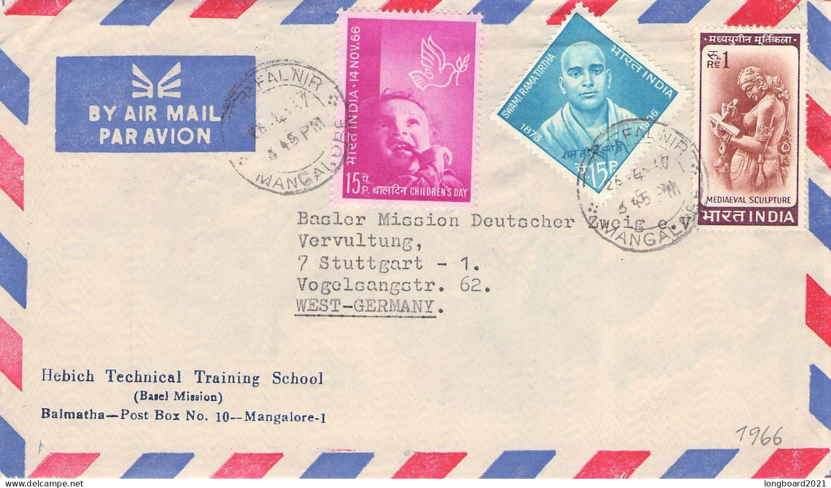 INDIA - AIRMAIL 1967 - STUTTGART/DE / 6108 - Brieven En Documenten