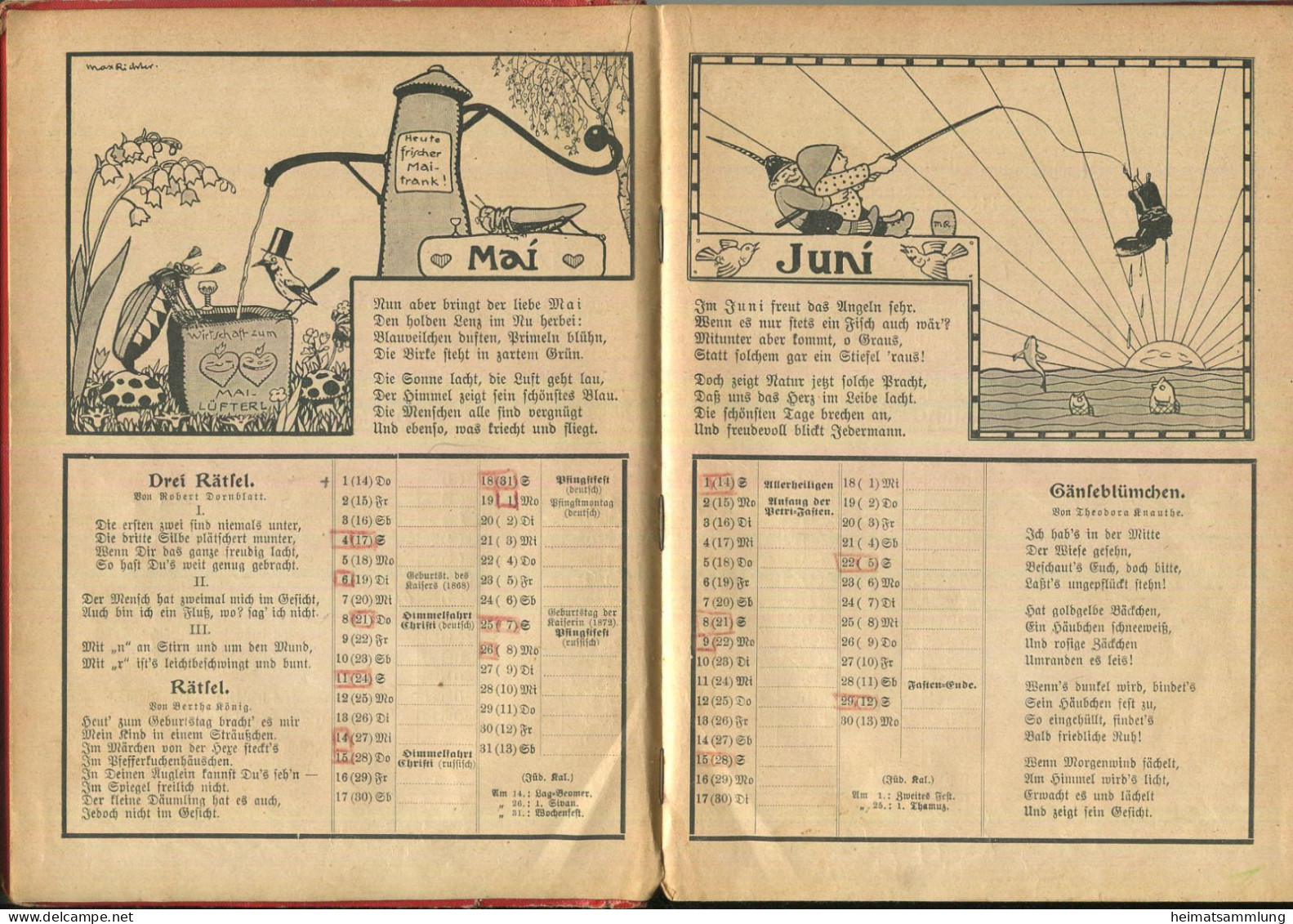 Deutschland - Auerbach's Deutscher Kinder-Kalender 1914 - 32. Jahrgang - 160 Seiten - Calendars