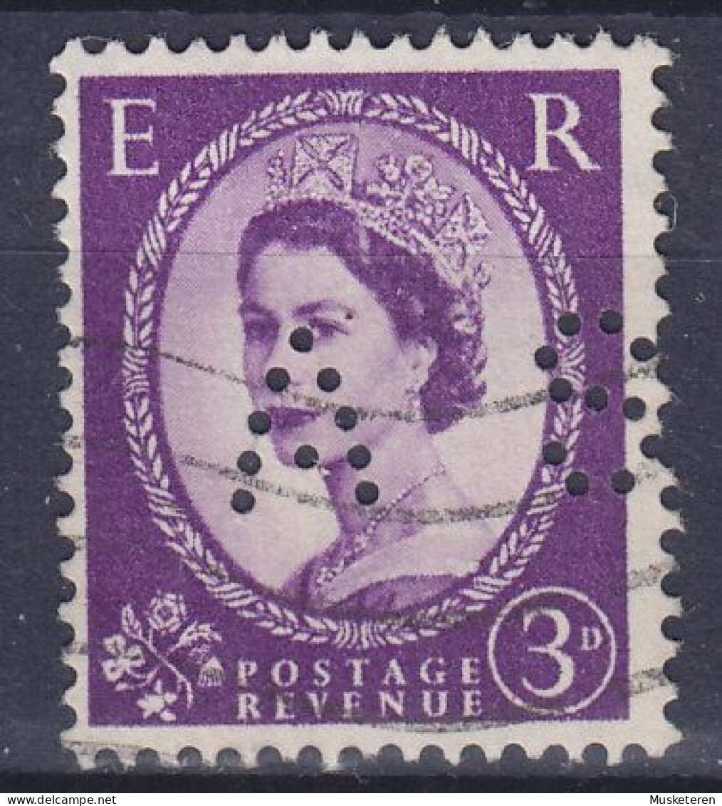 Great Britain Perfin Perforé Lochung  'A S' 1956 Mi. 287 X X, QEII. (2 Scans) - Gezähnt (perforiert)