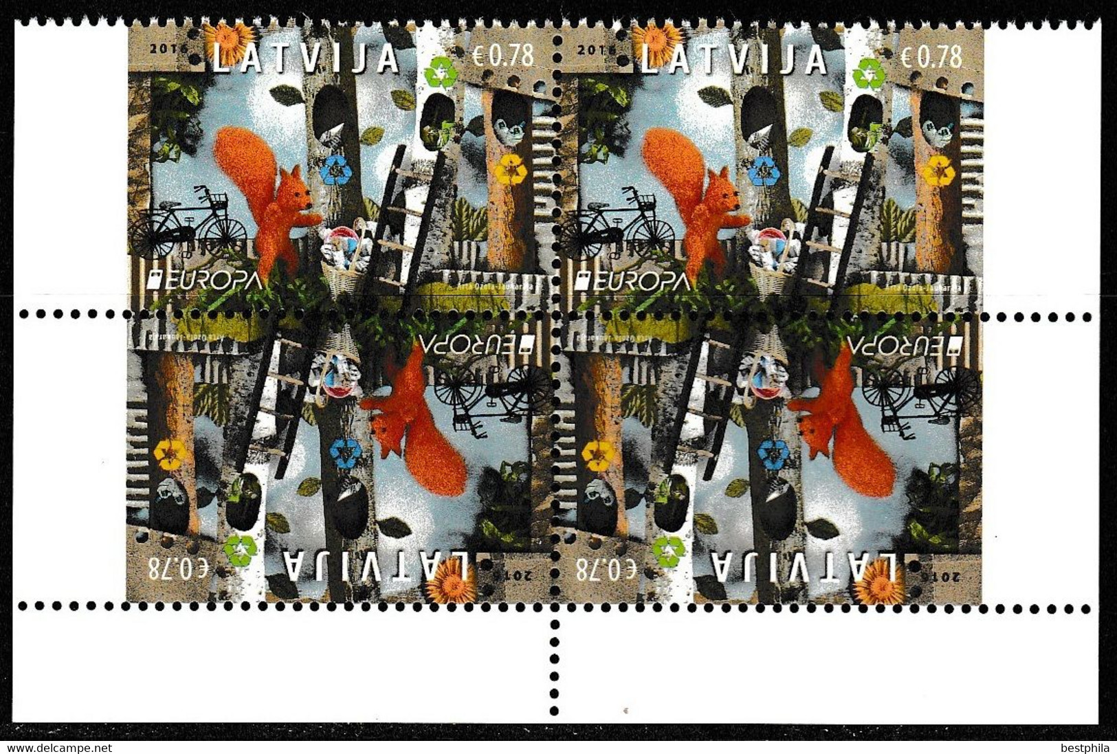 Europa Cept - 2016 - Latvia, Lettland - 1.Booklet Pane + Without Carton (Think Green) ** MNH - 2016