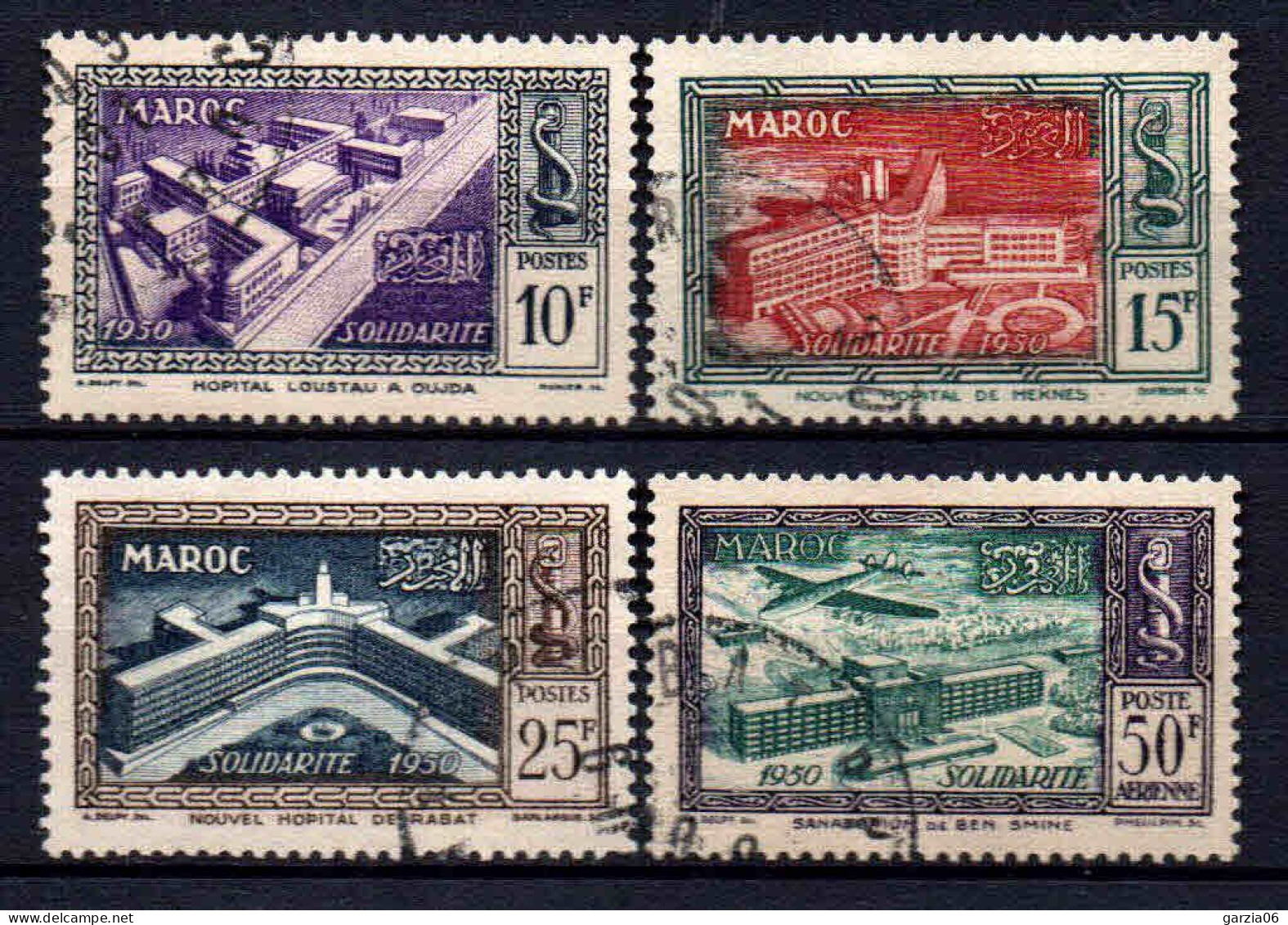 Maroc - 1950 - Hopitaux    - N° 302 à 304 + PA 83 - Oblit - Used - Usados