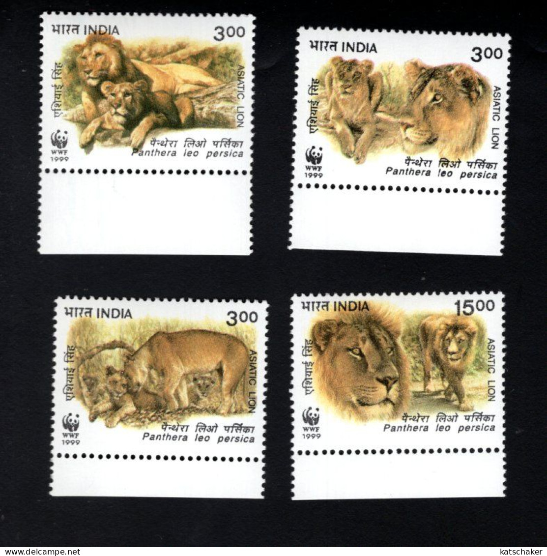 1979581147 1999  SCOTT 1765 1768 (XX) POSTFRIS MINT NEVER HINGED - W.W.F. - FAUNA - ASIATIC LION - Neufs