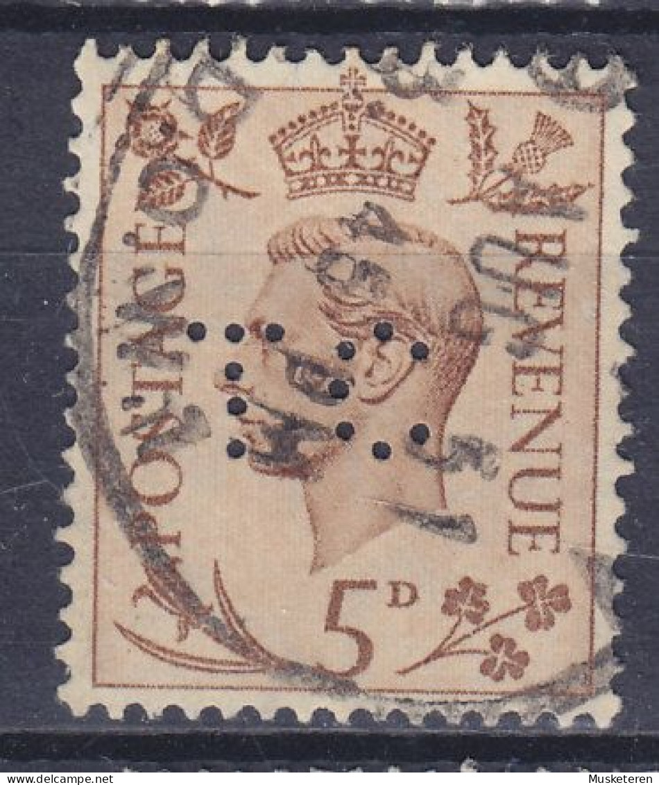 Great Britain Perfin Perforé Lochung 'TC' 1938 Mi. 205 X, GV. LONDON Cancel (2 Scans) - Perfin