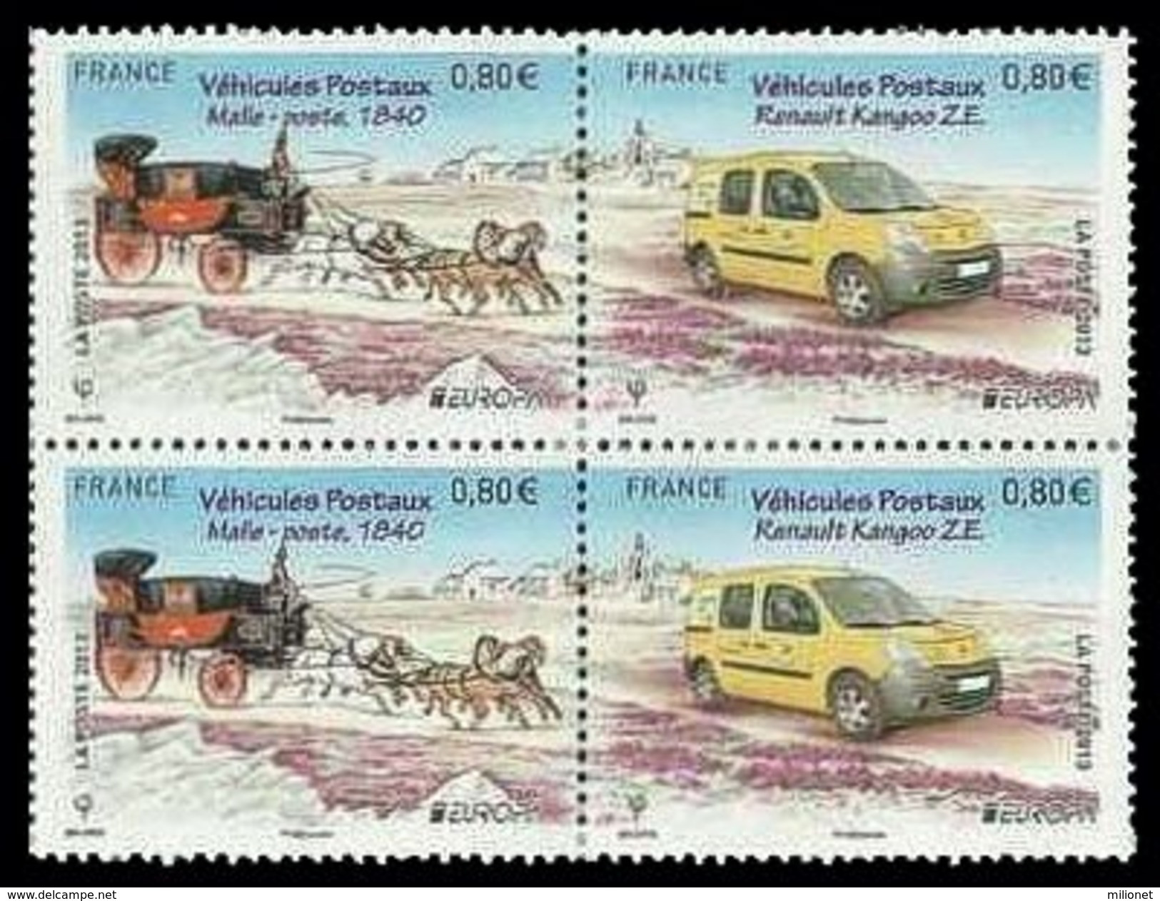 SALE!!! FRANCIA FRANCE FRANKREICH 2013 EUROPA CEPT POSTAL VEHICLES Block Of 2x2 Stamps MNH ** - 2013