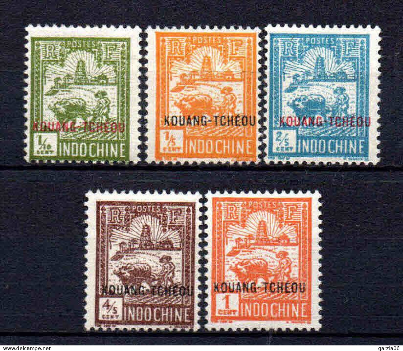 Kouang Tcheou  - 1927 - Tb Indochine Surch     -  N° 73 à 77  - Neufs * - MLH - Unused Stamps